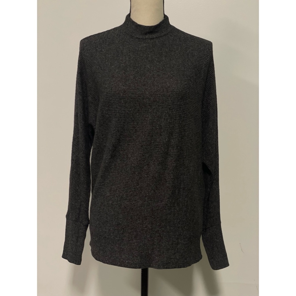 Matty M Ribbed Mock Neck Long Sleeve Sweater Gray Size XS